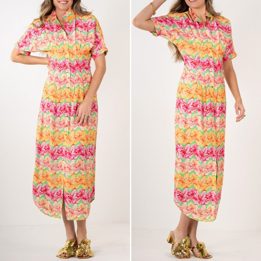 Emily Mccarthy The Georgia Dress In Azalea Multicolor Floral Women's Medium